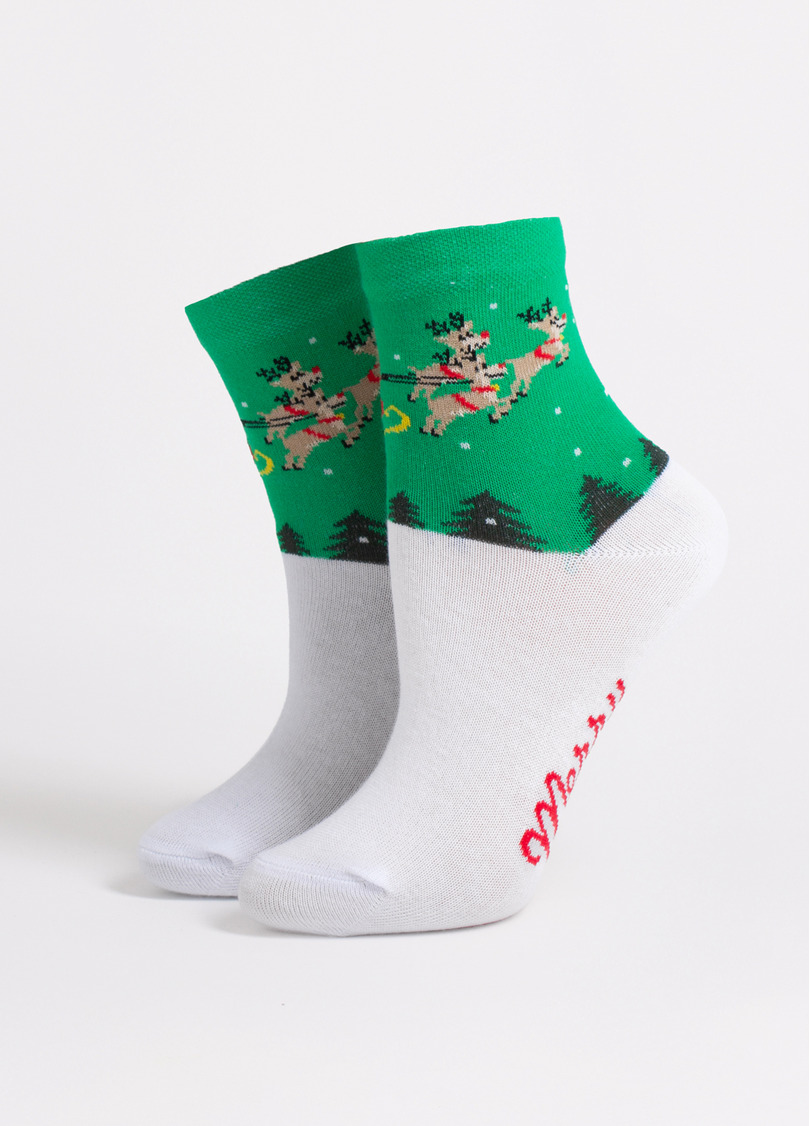 Дитячі новорічні шкарпетки KS3 NEW YEAR 2606 green (зелений)