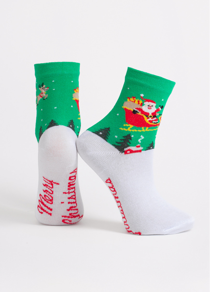 Дитячі новорічні шкарпетки KS3 NEW YEAR 2606 green (зелений)