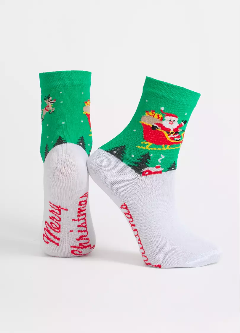 Дитячі новорічні шкарпетки KS3 NEW YEAR 2606 green (зелений)