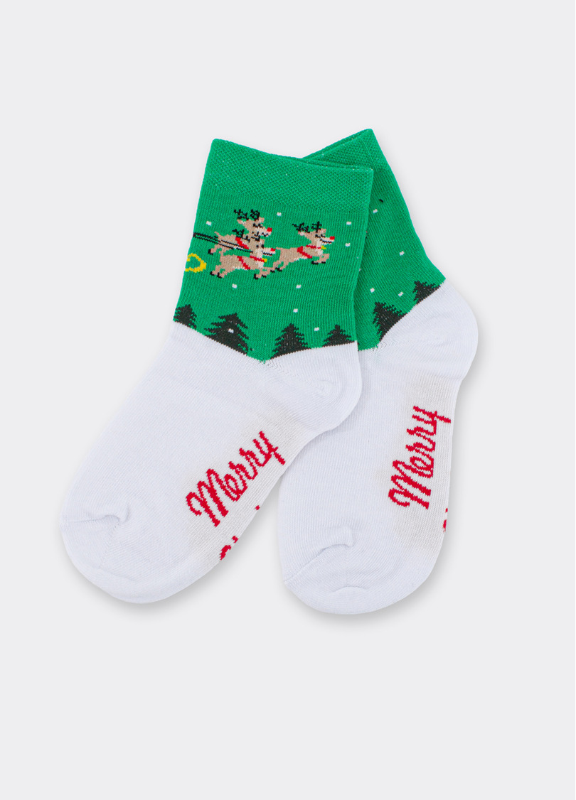 Дитячі новорічні шкарпетки KS3 NEW YEAR 2606 green (зелений)
