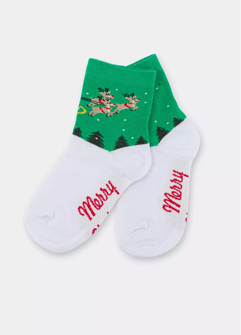 Дитячі новорічні шкарпетки KS3 NEW YEAR 2606 green (зелений)