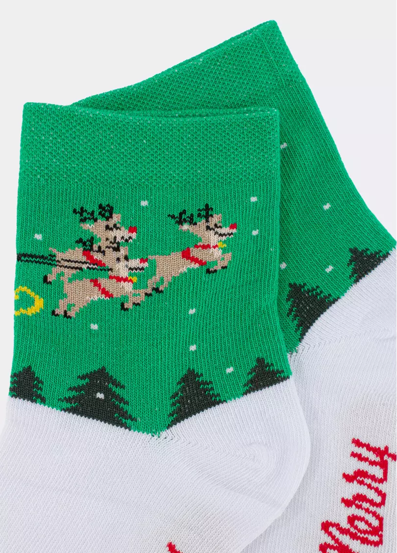 Дитячі новорічні шкарпетки KS3 NEW YEAR 2606 green (зелений)