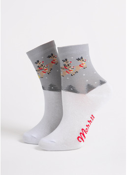 Дитячі новорічні шкарпетки KS3 NEW YEAR 2606 white/silver (білий/сірий) Дитячі новорічні шкарпетки KS3 NEW YEAR 2606 white/silver (білий/сірий)