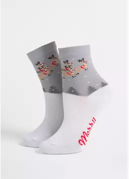 Дитячі новорічні шкарпетки KS3 NEW YEAR 2606 white/silver (білий/сірий)