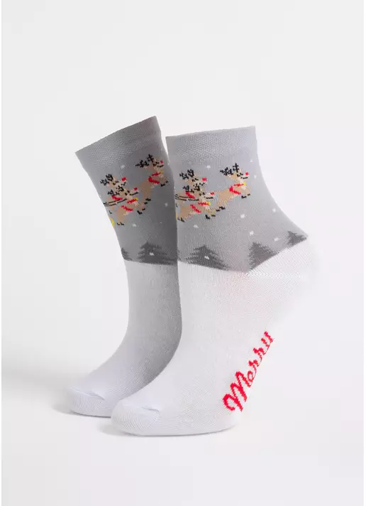 Детские новогодние носки KS3 NEW YEAR 2606 white/silver (белый/серый) Детские новогодние носки KS3 NEW YEAR 2606 white/silver (белый/серый)