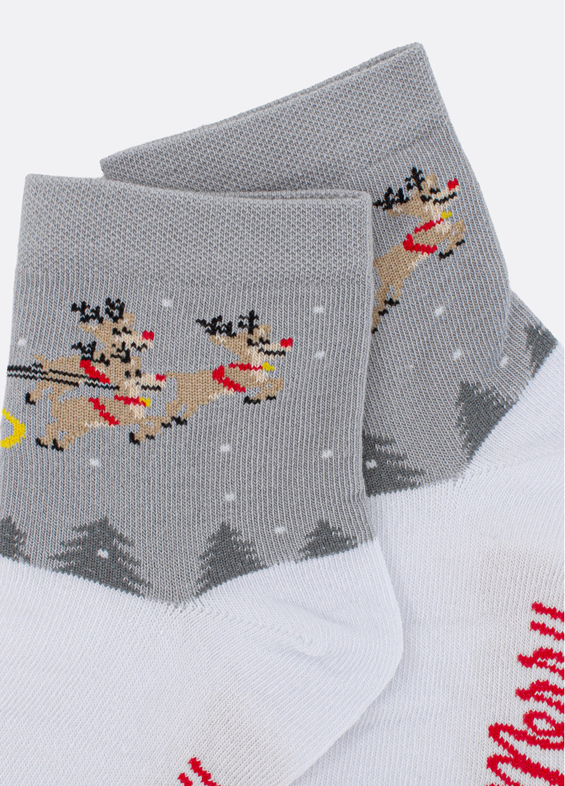 Дитячі новорічні шкарпетки KS3 NEW YEAR 2606 white/silver (білий/сірий)