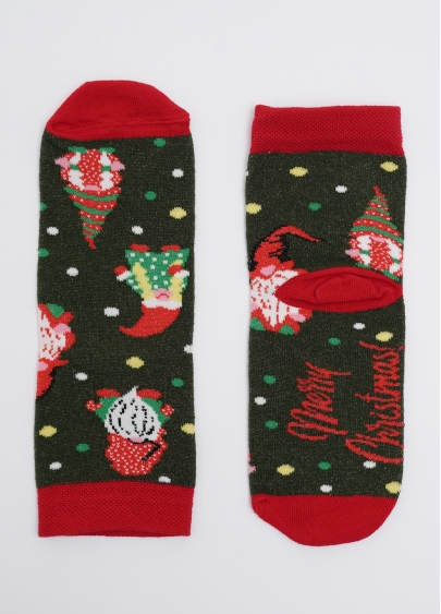 Дитячі шкарпетки з різдвяними гномами KS3 NEW YEAR (F) 2402 khaki (зелений)