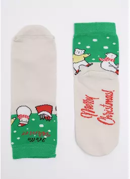 Дитячі шкарпетки з білими ведмедями KS3 NEW YEAR (F) 2403 island green (зелений)