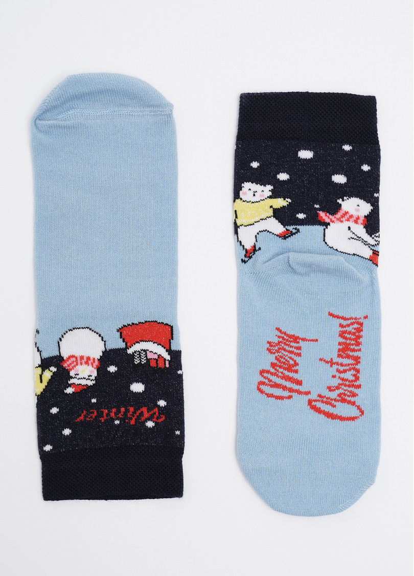 Детские носки с белыми медведями KS3 NEW YEAR (F) 2403 navy (синий)