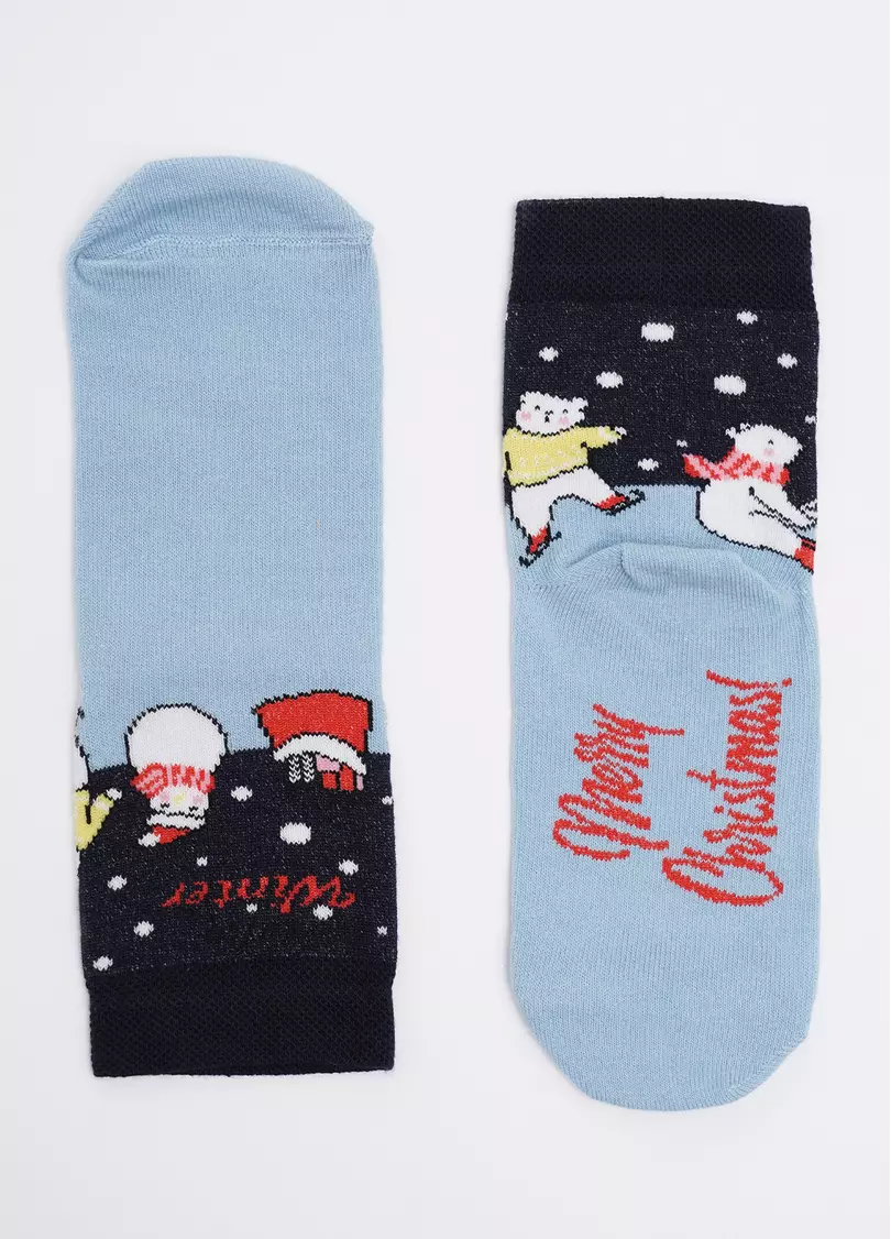 Детские носки с белыми медведями KS3 NEW YEAR (F) 2403 navy (синий)