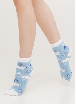 Махрові шкарпетки дитячі з малюнком Білий ведмідь KS3 TERRY 012 baby blue (блакитний)