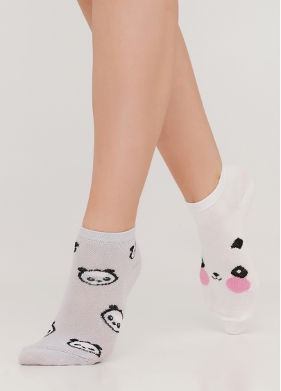 Комплект дитячих шкарпеток з пандою KSS KOMPLEKT-010 (2 пари) bianco/steel (білий/сірий)