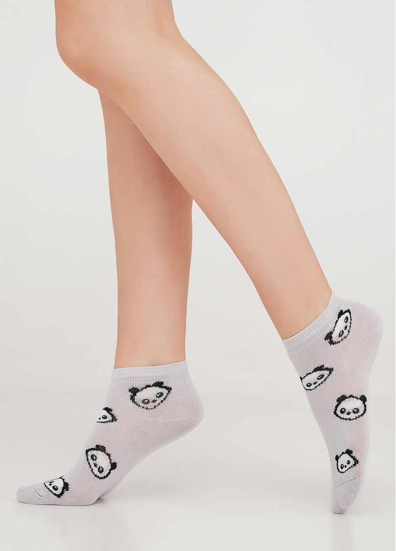 Комплект детских носков с пандой KSS KOMPLEKT-010 (2 пары) bianco/steel (белый/серый)