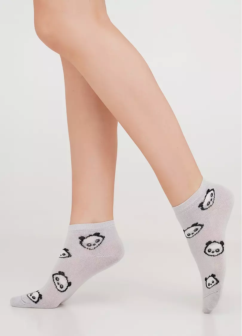 Комплект детских носков с пандой KSS KOMPLEKT-010 (2 пары) bianco/steel (белый/серый)