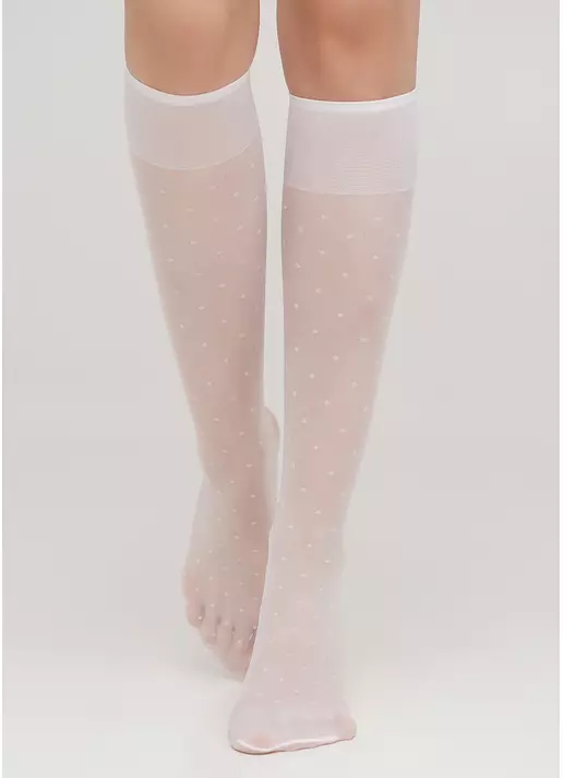 Детские капроновые гольфы в горох LNG-04 gamb bianco (белый) Детские капроновые гольфы в горох LNG-04 gamb bianco (белый)