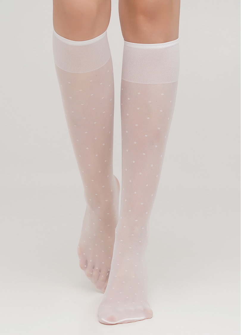 Детские капроновые гольфы в горох LNG-04 gamb bianco (белый)