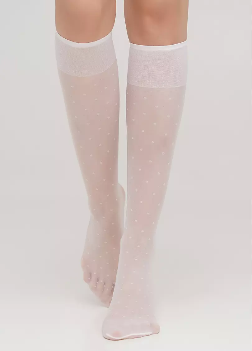 Детские капроновые гольфы в горох LNG-04 gamb bianco (белый)