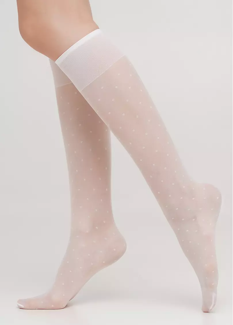 Детские капроновые гольфы в горох LNG-04 gamb bianco (белый)