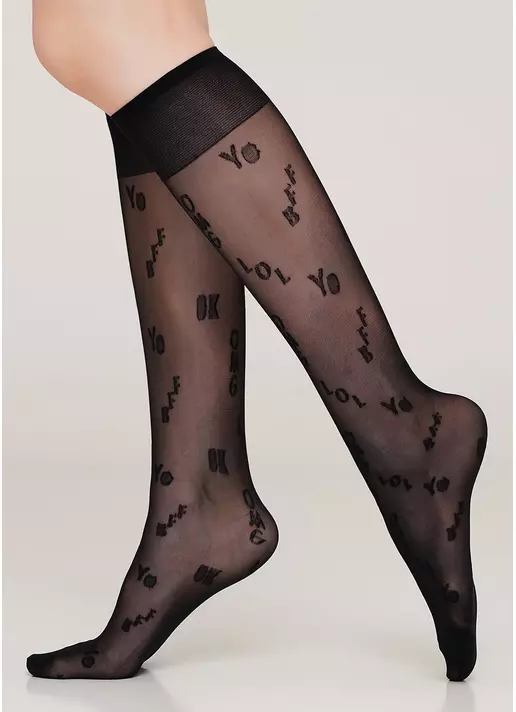 Детские гольфы с надписями LNG-13 nero (черный) Детские гольфы с надписями LNG-13 nero (черный)