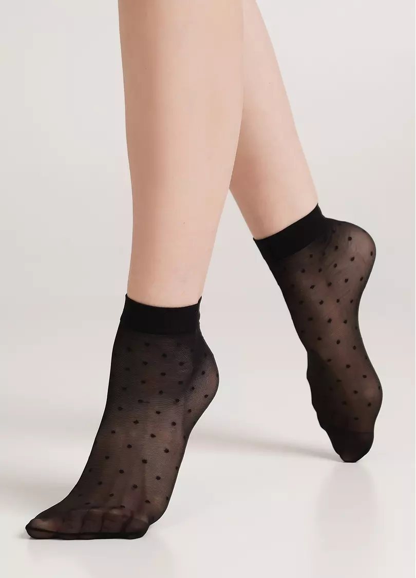 Детские носки капроновые в горошек LNN-04 calzino nero (черный)