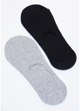 Короткие мужские носки подследники MF1 CLASSIC black/light grey melange (черный/серый меланж)