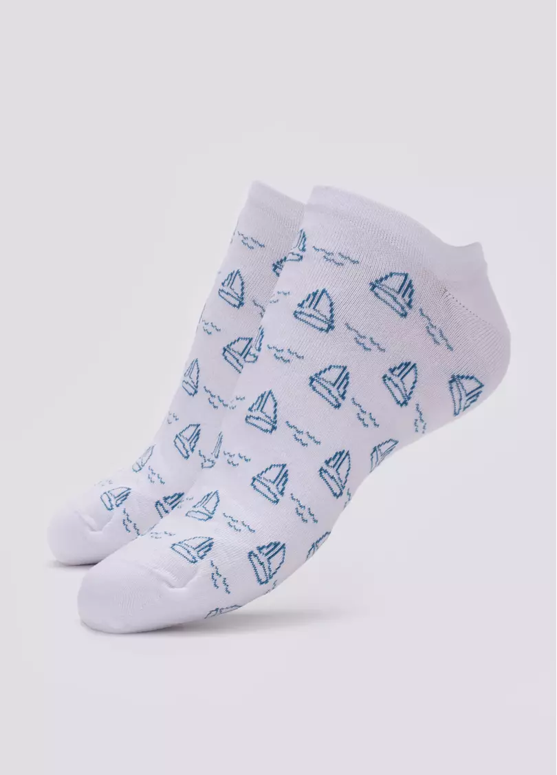 Шкарпетки чоловічі короткі з малюнком вітрильних яхт MS1 MARINE 009 (білий)