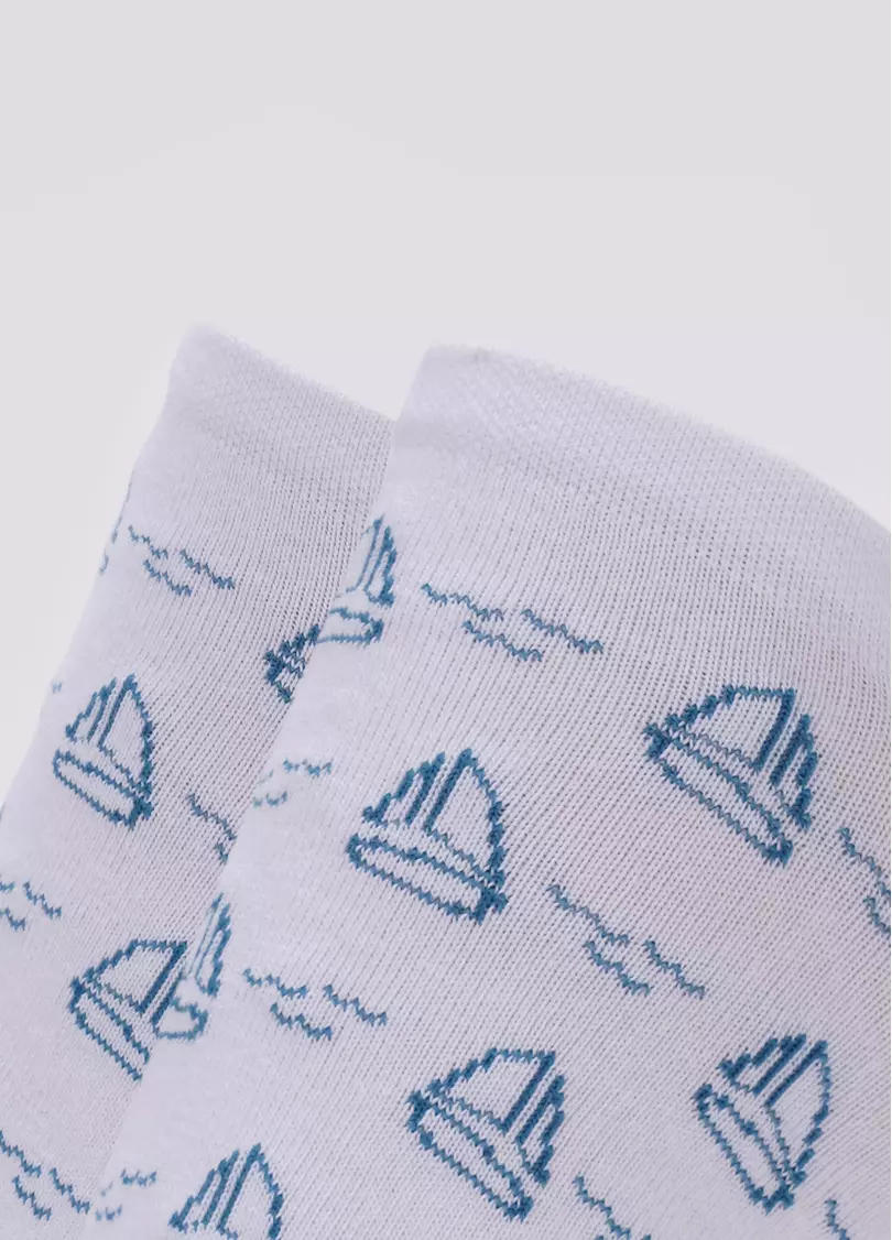 Шкарпетки чоловічі короткі з малюнком вітрильних яхт MS1 MARINE 009 (білий)