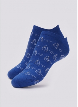 Шкарпетки чоловічі короткі з малюнком вітрильних яхт MS1 MARINE 009 (синій)