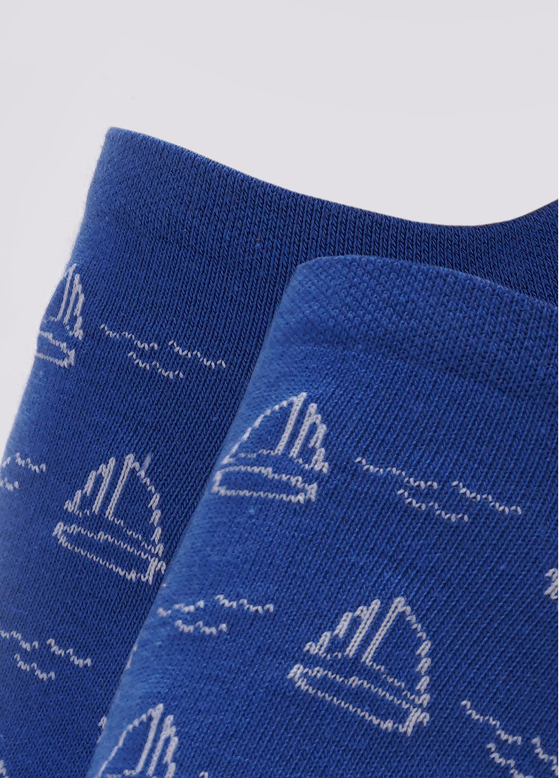 Носки мужские короткие с рисунком парусных яхт MS1 MARINE 009 (синий)