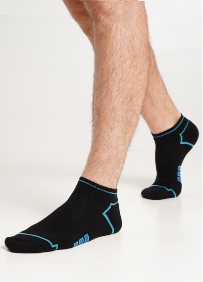 Чоловічі шкарпетки спортивні з махровою стопою MS1 TERRY SPORT 005 [MS1C/SpTe-005] black/mentol (чорний/блакитний)
