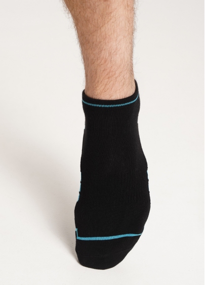 Мужские носки спортивные с махровой стопой MS1 TERRY SPORT 005 [MS1C/SpTe-005] black/mentol (черный/голубой)
