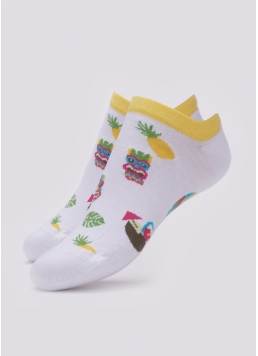 Короткие носки мужские с тропическим рисунком MS1 TROPIC 001 (белый)