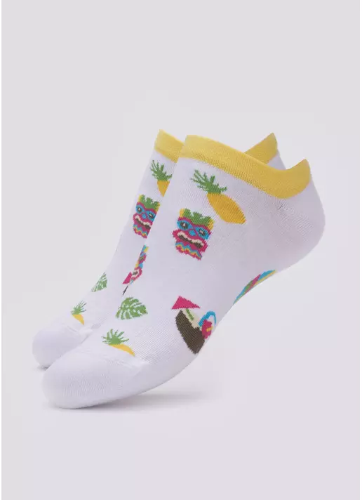Короткие носки мужские с тропическим рисунком MS1 TROPIC 001 (белый) Короткие носки мужские с тропическим рисунком MS1 TROPIC 001 (белый)