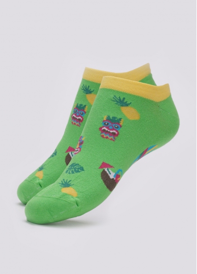 Короткі шкарпетки чоловічі з тропічним малюнком MS1 TROPIC 001 (зелений)