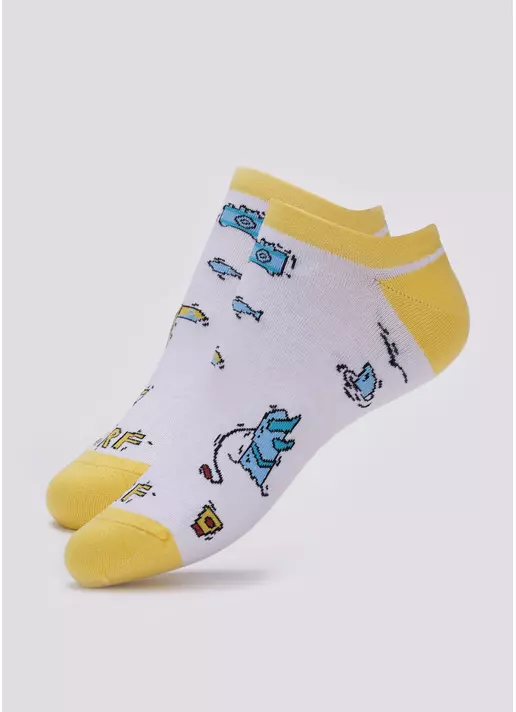 Мужские короткие носки с пляжным рисунком MS1 TROPIC 002 (белый)