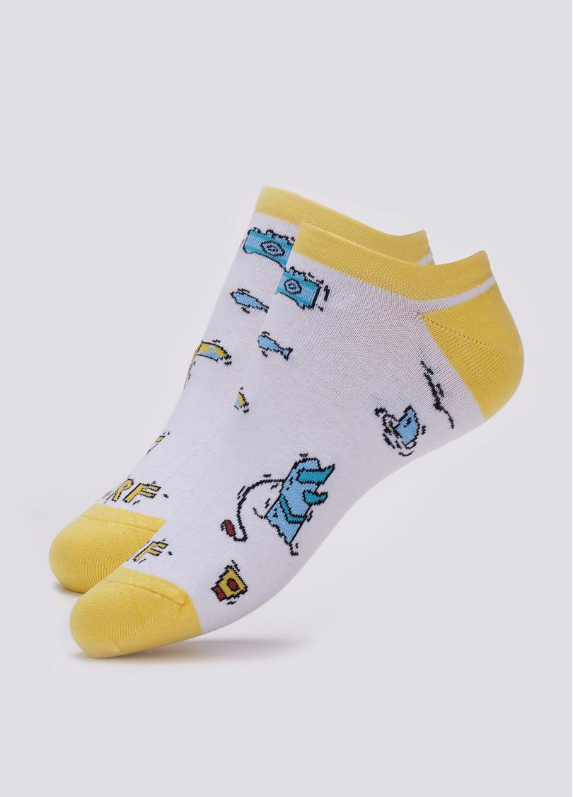 Мужские короткие носки с пляжным рисунком MS1 TROPIC 002 (белый)