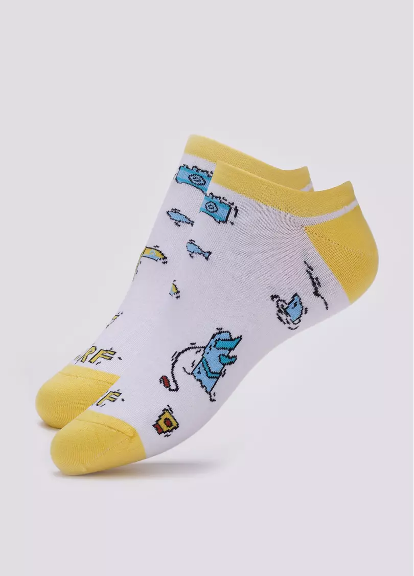 Мужские короткие носки с пляжным рисунком MS1 TROPIC 002 (белый)