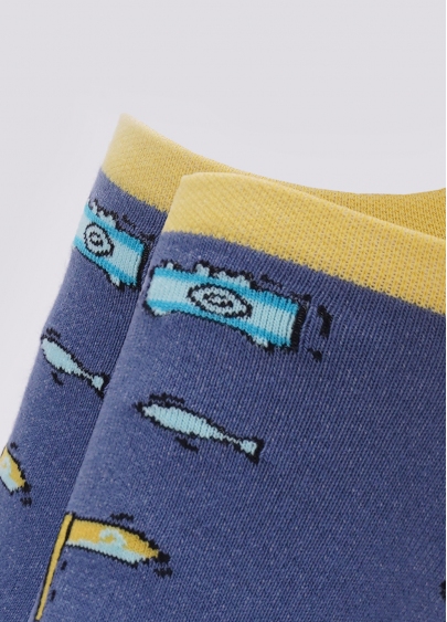 Чоловічі короткі шкарпетки з пляжним малюнком MS1 TROPIC 002 (синій)