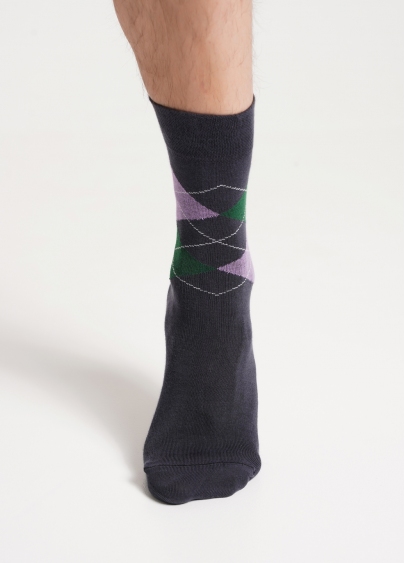 Высокие носки мужские с боковым рисунком MS3 BASIC 002 iron (серый)
