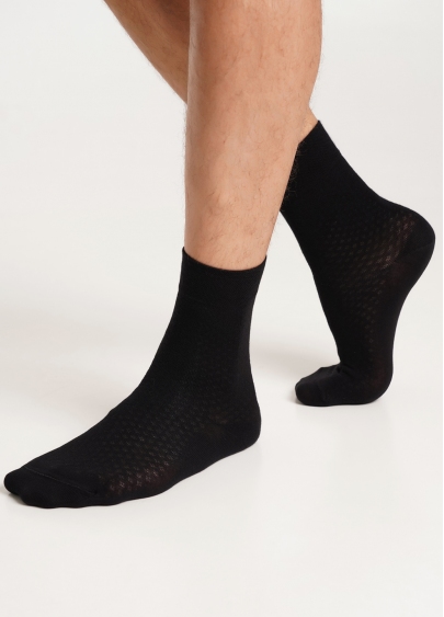 Чоловічі шкарпетки високі з візерунком MS3 BASIC 003 black (чорний)