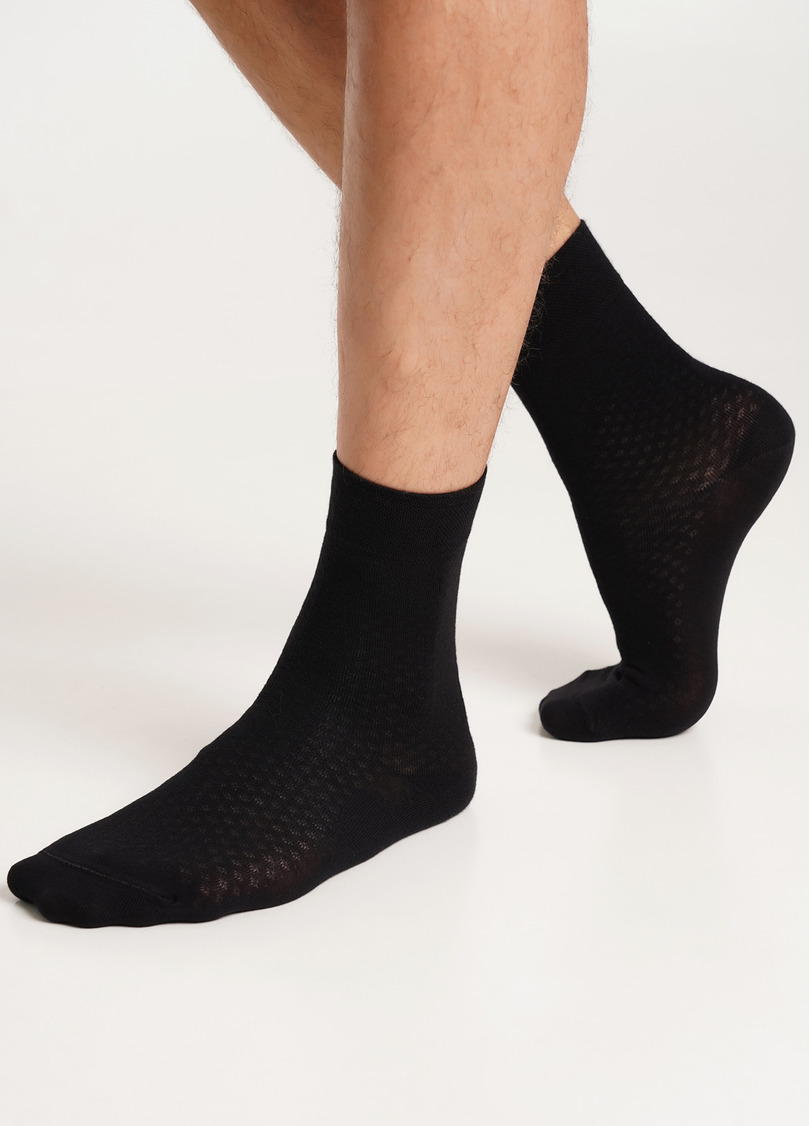 Мужские носки высокие с узором MS3 BASIC 003 black (черный)