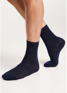 Чоловічі шкарпетки високі з візерунком MS3 BASIC 003 navy (синій)