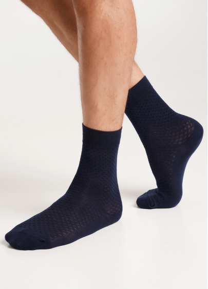 Чоловічі шкарпетки високі з візерунком MS3 BASIC 003 navy (синій)