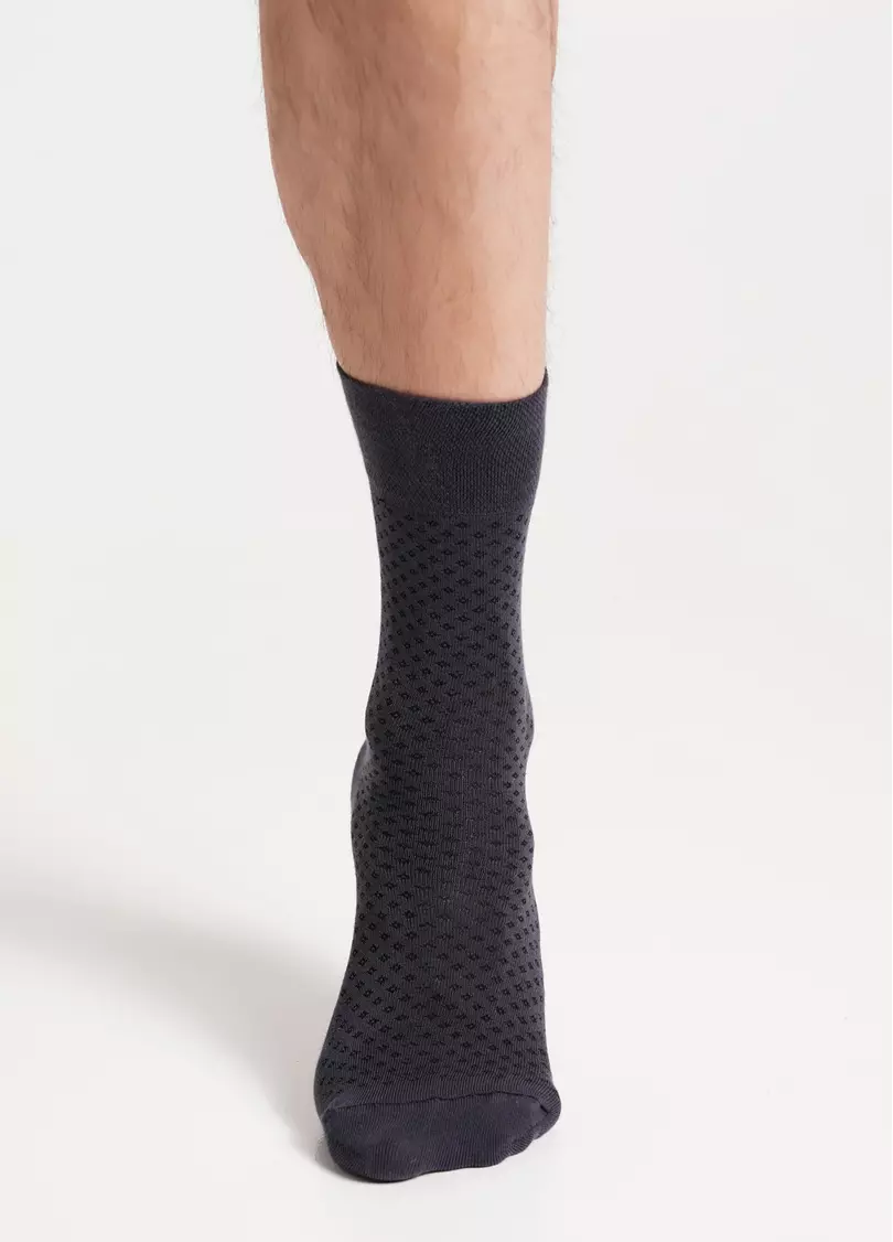 Чоловічі шкарпетки високі з візерунком MS3 BASIC 004 iron (сірий)