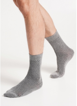 Мужские носки высокие с узором MS3 BASIC 004 light grey melange (серый)