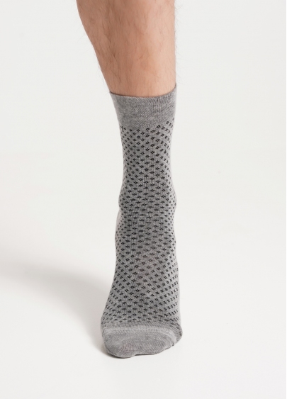 Чоловічі шкарпетки високі з візерунком MS3 BASIC 004 light grey melange (сірий)