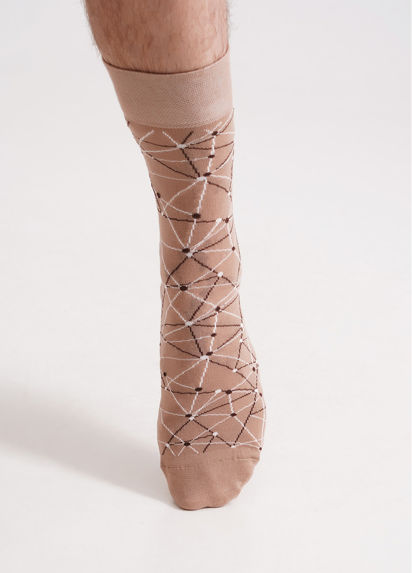 Мужские носки длинные с геометрическим узором MS3 BASIC 2402 chantarel (бежевый)