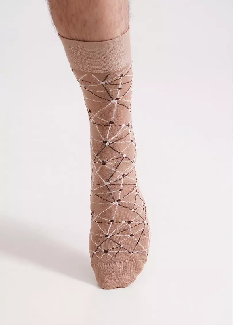 Мужские носки длинные с геометрическим узором MS3 BASIC 2402 chantarel (бежевый)