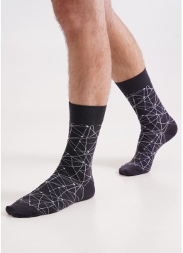 Чоловічі шкарпетки довгі з геометричним візерунком MS3 BASIC 2402 iron (сірий)