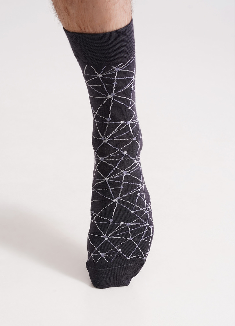 Мужские носки длинные с геометрическим узором MS3 BASIC 2402 iron (серый)